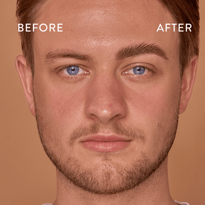 Before and after eyebrow application on mens face. WBCo Pen