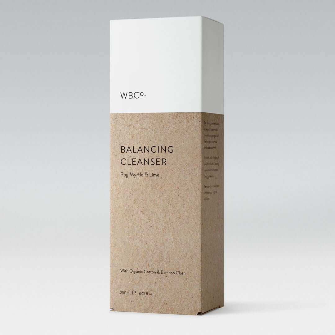 Bog Myrtle & lime cleanser in an eco friendly box. skin care