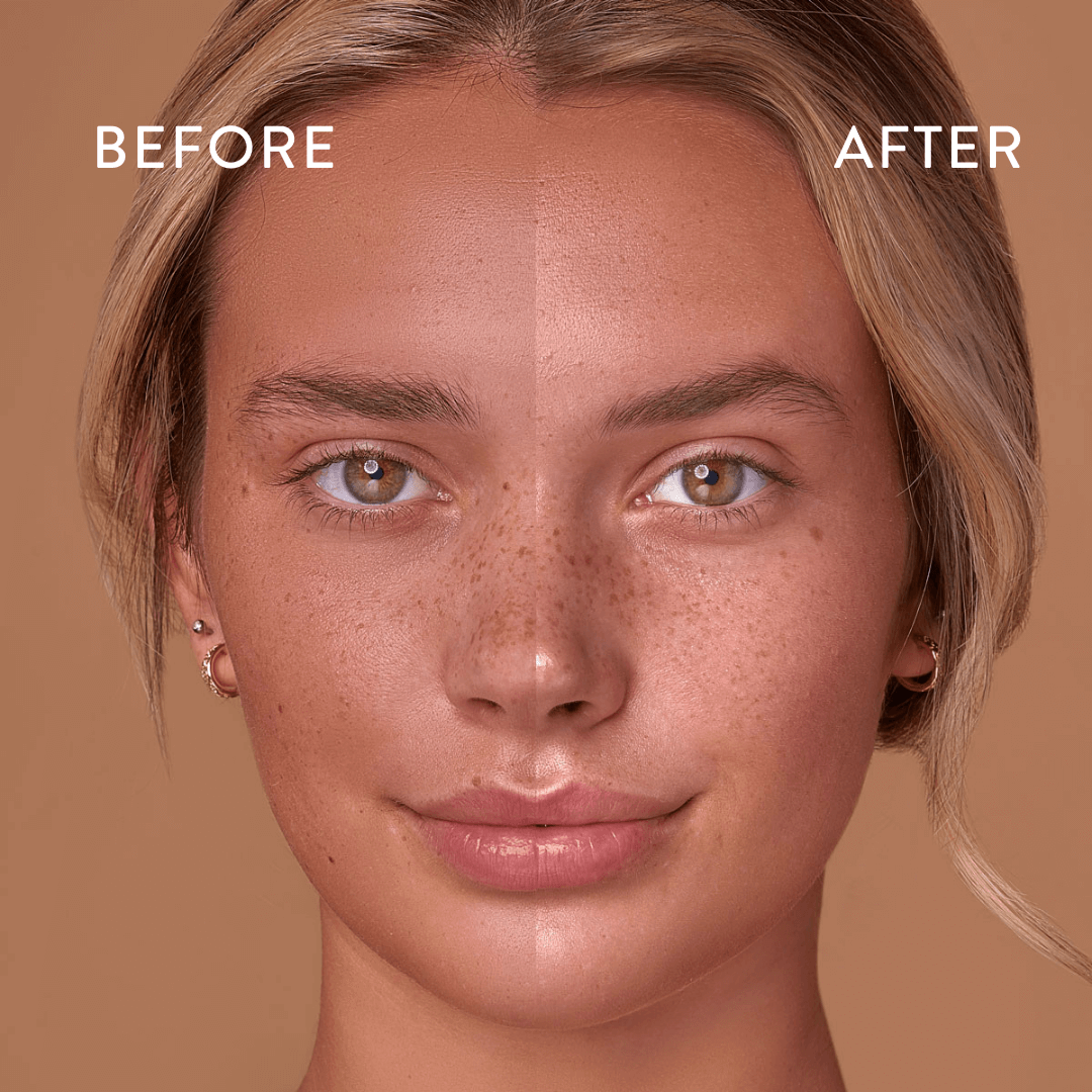 Before and after using WBCo prep mist face mist hydrating spray