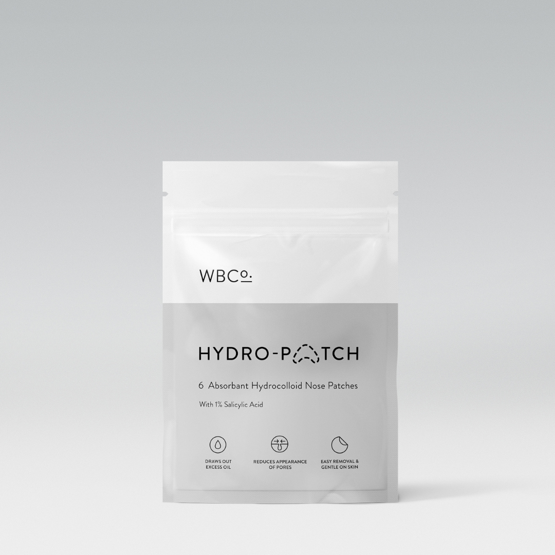 Packaging of Hydro-Patch brand nose patches with salicylic acid, labeled as 6 Absorbent Hydrocolloid Nose Patches.