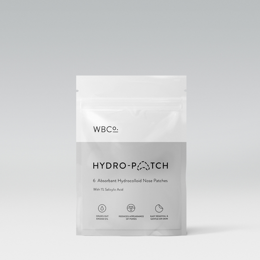 Packaging of Hydro-Patch brand nose patches with salicylic acid, labeled as 6 Absorbent Hydrocolloid Nose Patches.