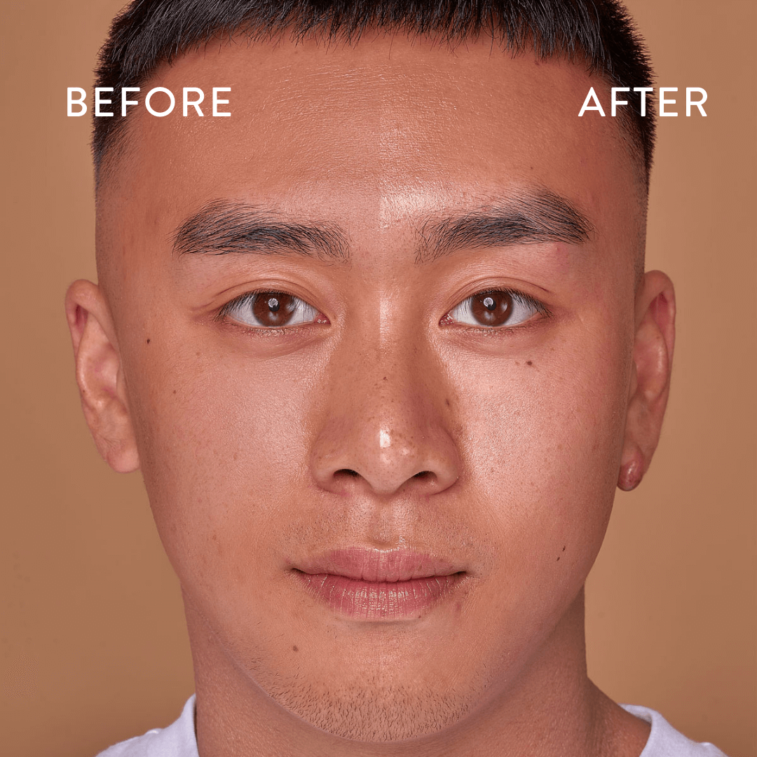 before and after of hydrating prep mist. Dry old mens skin, keep hydrated with prep mist facial spray for men
