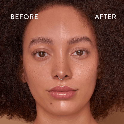 Before and after using WBCo prep mist setting spray face mist 